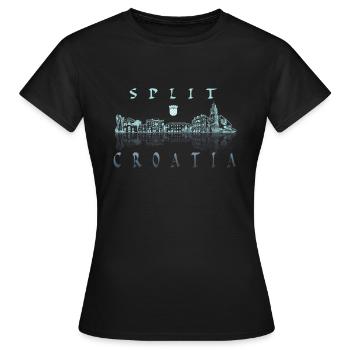 Split skyline city Croatia - Women's T-Shirt - black - Front - AI Model Female 172 dark (172cm)