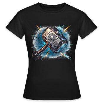 Thor's hammer with thunder effects - Women's T-Shirt - black - Front - AI Model Female 172 dark (172cm)