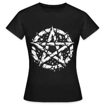 Zerrissenes Pentagramm Okkultes Zeichen - Frauen T-Shirt - Schwarz - Vorne - AI Model Female 172 dark (172cm)