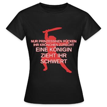 Königin Prinzessin Schwert Krönchen Krone - Frauen T-Shirt - Schwarz - Vorne - AI Model Female 172 dark (172cm)
