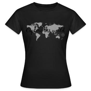 Explore le monde - T-shirt Femme - noir - Devant - AI Model Female 172 dark (172cm)