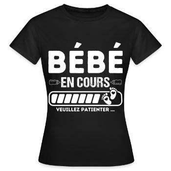 Bébé en cours annonce grossesse naissance humour - T-shirt Femme - noir - Devant - AI Model Female 172 dark (172cm)