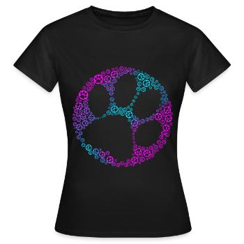 Empreinte de patte Avec de nombreuses empreintes de pattes - T-shirt Femme - noir - Devant - AI Model Female 172 dark (172cm)