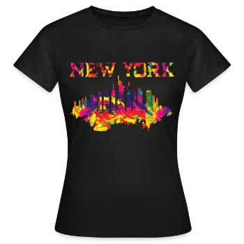 New York aux couleurs vives - T-shirt Femme - noir - Devant - AI Model Female 172 dark (172cm)