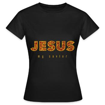 Jesus My Savior | Glitter gold - Women's T-Shirt - black - Front - AI Model Female 172 dark (172cm)