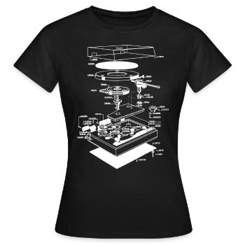 Retro Old school turntable white illustration - Women's T-Shirt - black - Front - AI Model Female 172 dark (172cm)