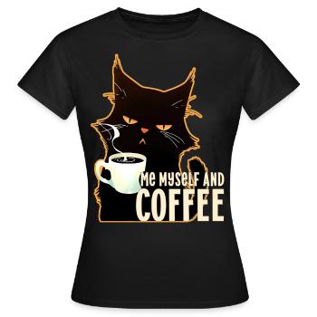 Moi moi-même et le chat noir de café Katze Kaffee - T-shirt Femme - noir - Devant - AI Model Female 172 dark (172cm)