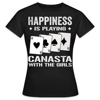 Glück beim Spielen von Canasta mit den Mädchen | Canasta - Frauen T-Shirt - Schwarz - Vorne - AI Model Female 172 dark (172cm)