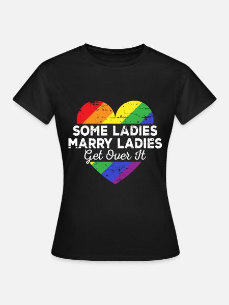 Frau heiratet Frau Hochzeit Lesbisch Lesben JGA - Frauen T-Shirt - Schwarz
