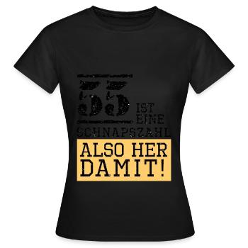 55 ist eine Schnapszahl - Frauen T-Shirt - Schwarz - Vorne - AI Model Female 172 dark (172cm)