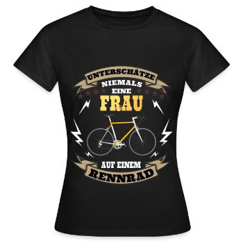 Never underestimate a woman on a road bike - Women's T-Shirt - black - Front - AI Model Female 172 dark (172cm)