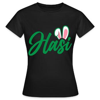 Hasi - süße Häschenohren | Farben änderbar - Frauen T-Shirt - Schwarz - Vorne - AI Model Female 172 dark (172cm)