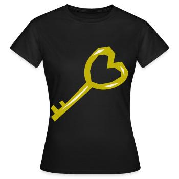 Cool clé or Moyen Âge Trésor Pirate - T-shirt Femme - noir - Devant - AI Model Female 172 dark (172cm)