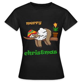 Feuille de chanvre chanvre joyeux Noël paresseux Chill - T-shirt Femme - noir - Devant - AI Model Female 172 dark (172cm)