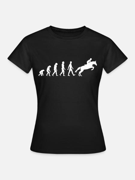 Pferd Reiter Springreiter Reiten Evolution - Frauen T-Shirt - Schwarz