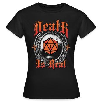 Tabletop Dungeon Pen and Paper Würfel Spruch Death - Frauen T-Shirt - Schwarz - Vorne - AI Model Female 172 dark (172cm)
