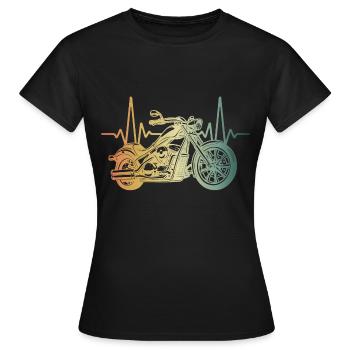Heartbeat Motorcycle Chopper - T-shirt Femme - noir - Devant - AI Model Female 172 dark (172cm)
