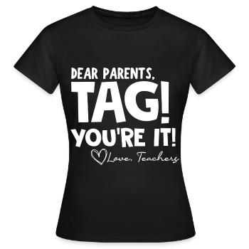 le Dernier jour d'école Drôle Fête des parents - T-shirt Femme - noir - Devant - AI Model Female 172 dark (172cm)