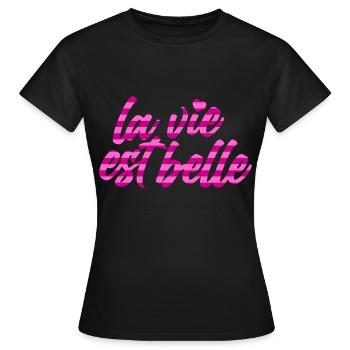 Das Leben ist schön | Farben änderbar - Frauen T-Shirt - Schwarz - Vorne - AI Model Female 172 dark (172cm)