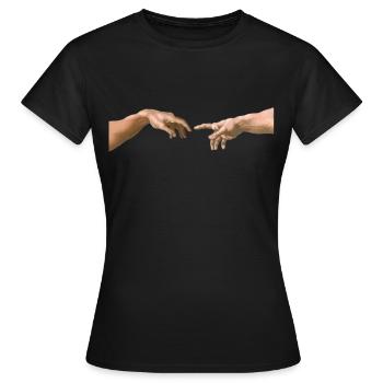 The Creation of Adam Michelangelo - Women's T-Shirt - black - Front - AI Model Female 172 dark (172cm)