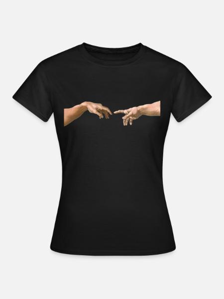 Die Erschaffung Adams Michelangelo - Frauen T-Shirt - Schwarz