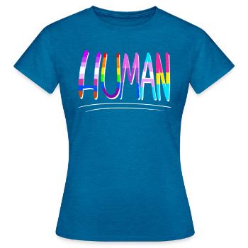 Cool LGBT Gay Pride Human - Women's T-Shirt - antique blue sapphire heather - Front - AI Model Female 172 dark (172cm)