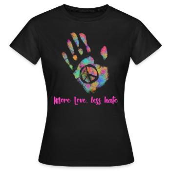 Mehr Liebe Weniger Hass Hippie - Frauen T-Shirt - Schwarz - Vorne - AI Model Female 172 dark (172cm)