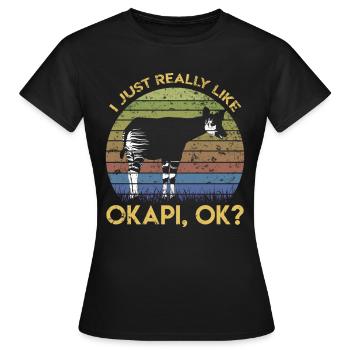 Retro Okapi Zebra Waldgiraffe Mathe Fibonacci - Frauen T-Shirt - Schwarz - Vorne - AI Model Female 172 dark (172cm)