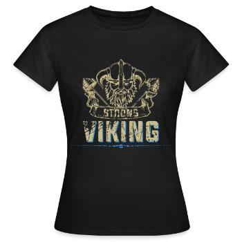 Strong Viking Motivation Quotes Role Model - Women's T-Shirt - black - Front - AI Model Female 172 dark (172cm)