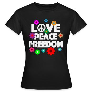 Love Peace Fleurs Amour paix Pacifiste No war - T-shirt Femme - noir - Devant - AI Model Female 172 dark (172cm)