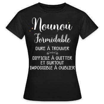 Nounou formidable,citation Nourrice - T-shirt Femme - noir - Devant - AI Model Female 172 dark (172cm)