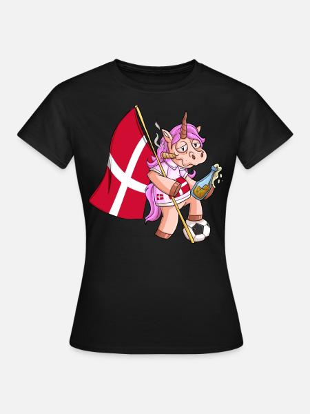 Dänisches Party Einhorn - Frauen T-Shirt - Schwarz