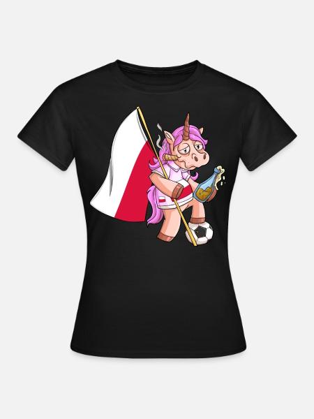 Polen Party Einhorn - Frauen T-Shirt - Schwarz