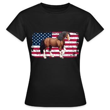 Cheval à sang froid Horse Lover Riding USA - T-shirt Femme - noir - Devant - AI Model Female 172 dark (172cm)