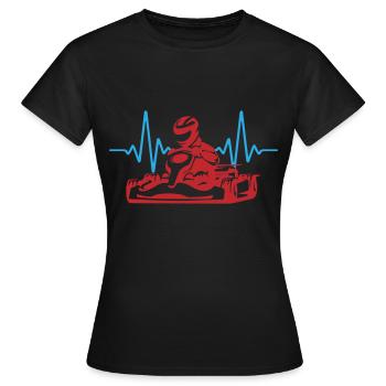Herzschlag Gokart Go Kart | Farben änderbar - Frauen T-Shirt - Schwarz - Vorne - AI Model Female 172 dark (172cm)