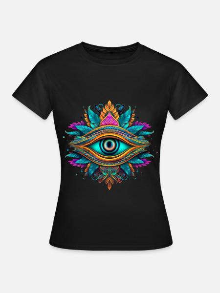 Design Element Eye Neon Tribal - Vrouwen T-shirt - zwart