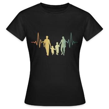 Herzschlag Familie Eltern Kinder - Frauen T-Shirt - Schwarz - Vorne - AI Model Female 172 dark (172cm)