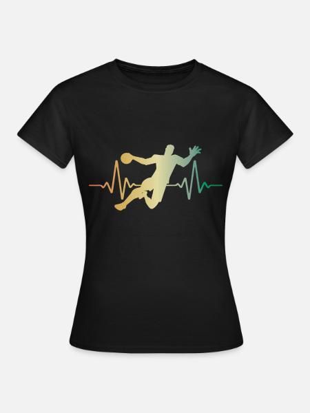 Handball Herzschlag Puls - Dame-T-shirt - sort