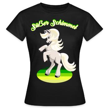 Schimmel süßes Pferd weißes Pferdchen Reiterhof - Frauen T-Shirt - Schwarz - Vorne - AI Model Female 172 dark (172cm)