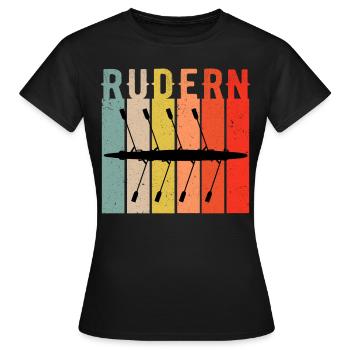 Rudern Ruderer retro Design Geschenk - Frauen T-Shirt - Schwarz - Vorne - AI Model Female 172 dark (172cm)