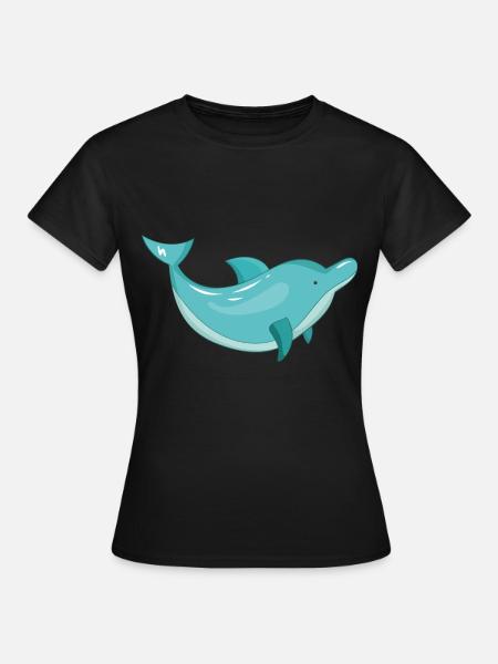 Delphin Delfin Tümmler - Frauen T-Shirt - Schwarz