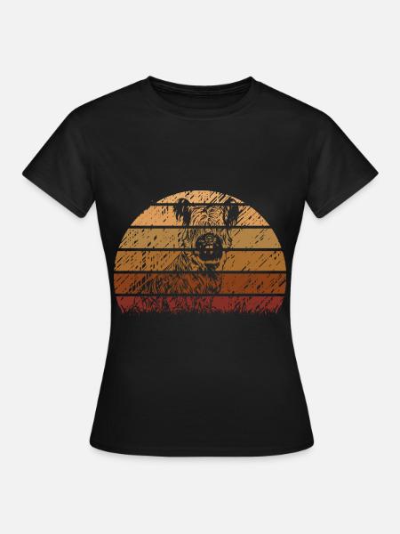 Skye Terrier Hund Vintage Sonnenaufgang - T-shirt dam - svart