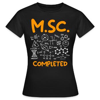 M.Sc completed Master Abschluss Master of Science - Frauen T-Shirt - Schwarz - Vorne - AI Model Female 172 dark (172cm)