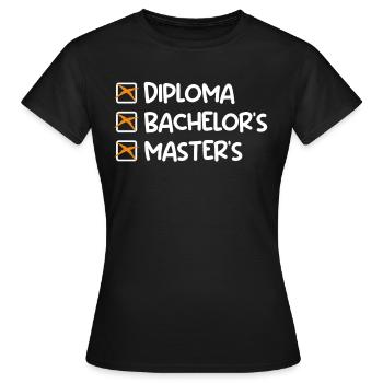 Certificat de fin d’études Bachelor Master - T-shirt Femme - noir - Devant - AI Model Female 172 dark (172cm)