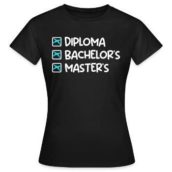 Certificat de fin d’études Bachelor Master - T-shirt Femme - noir - Devant - AI Model Female 172 dark (172cm)