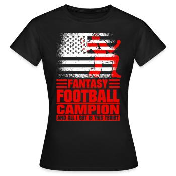Fantasy Football Champ Champion Fantasy Football - Frauen T-Shirt - Schwarz - Vorne - AI Model Female 172 dark (172cm)