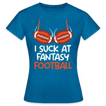 I suck at Fantasy Football Loser - Women's T-Shirt - antique blue sapphire heather - Front - AI Model Female 172 dark (172cm)