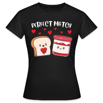 Perfektes Match Toast Marmelade Valentinstag - Frauen T-Shirt - Schwarz - Vorne - AI Model Female 172 dark (172cm)