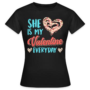 Tous les jours ma chérie Cher couple Saint-Valentin - T-shirt Femme - noir - Devant - AI Model Female 172 dark (172cm)