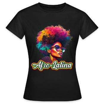 Afro Haare Afro Latina Afrikanische Frau - Frauen T-Shirt - Schwarz - Vorne - AI Model Female 172 dark (172cm)